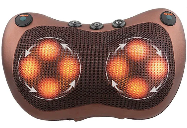 Versatile massage cushion for neck, back, calves and thighs with heating and vibration