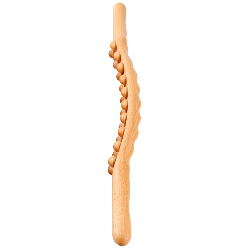 Bâton de massage méridien en bois avec perles