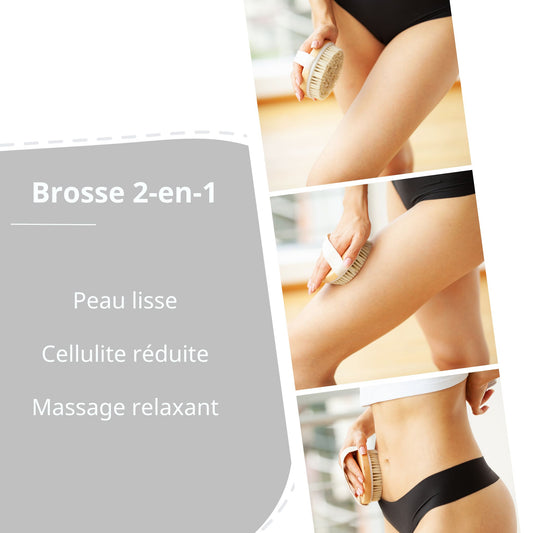 Brosse 2-en-1 : Peau sèche et massage anti-cellulite